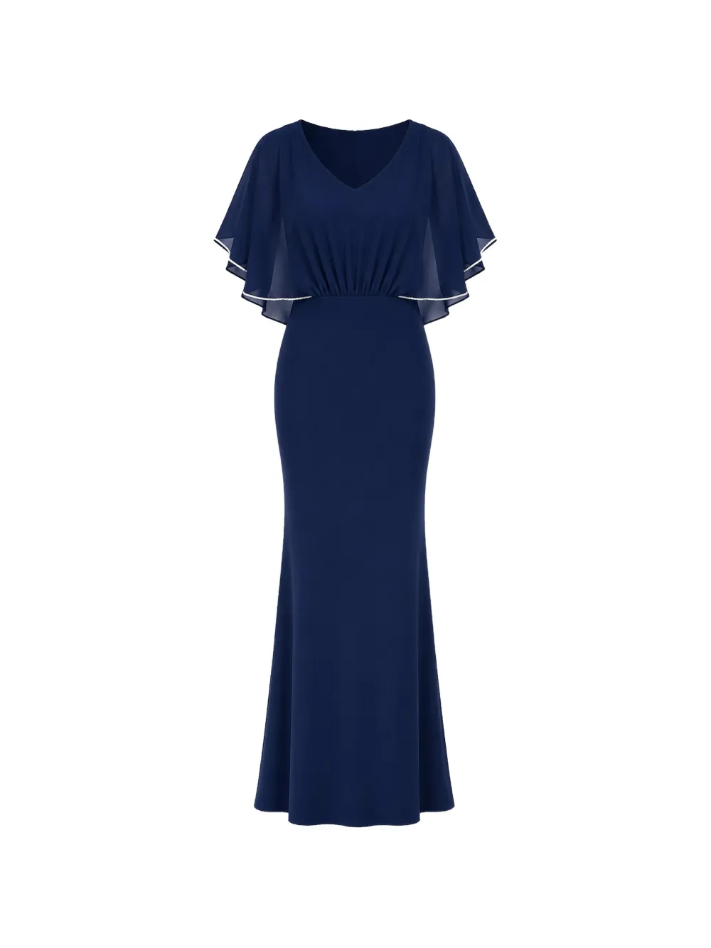 FRANK LYMAN cape-style V-neck maxi dress - Blu