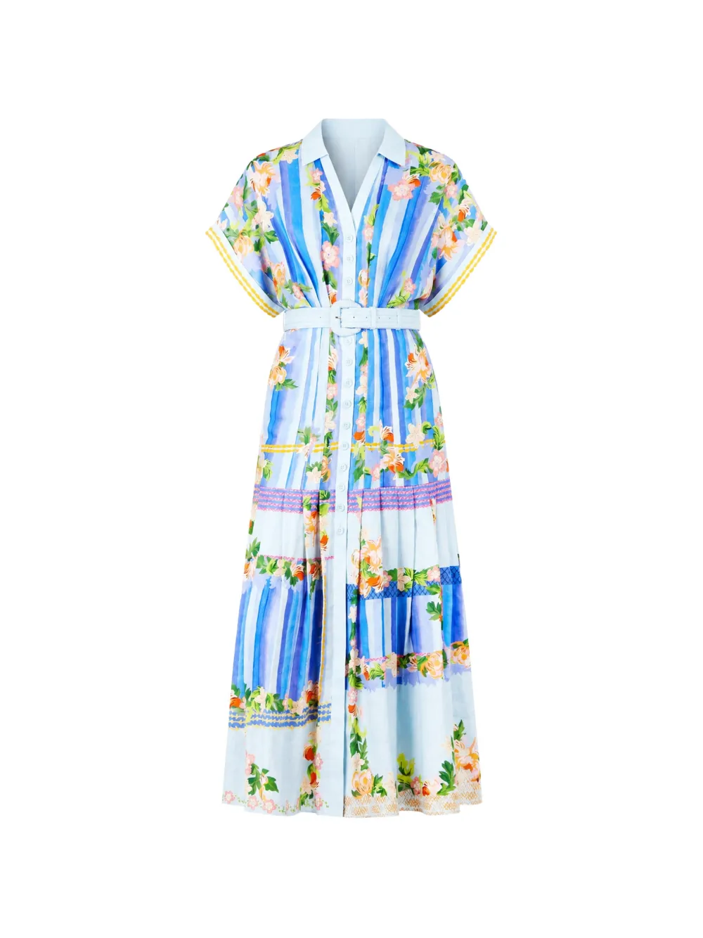 Saloni Riya-B floral-print midi dress - Blu