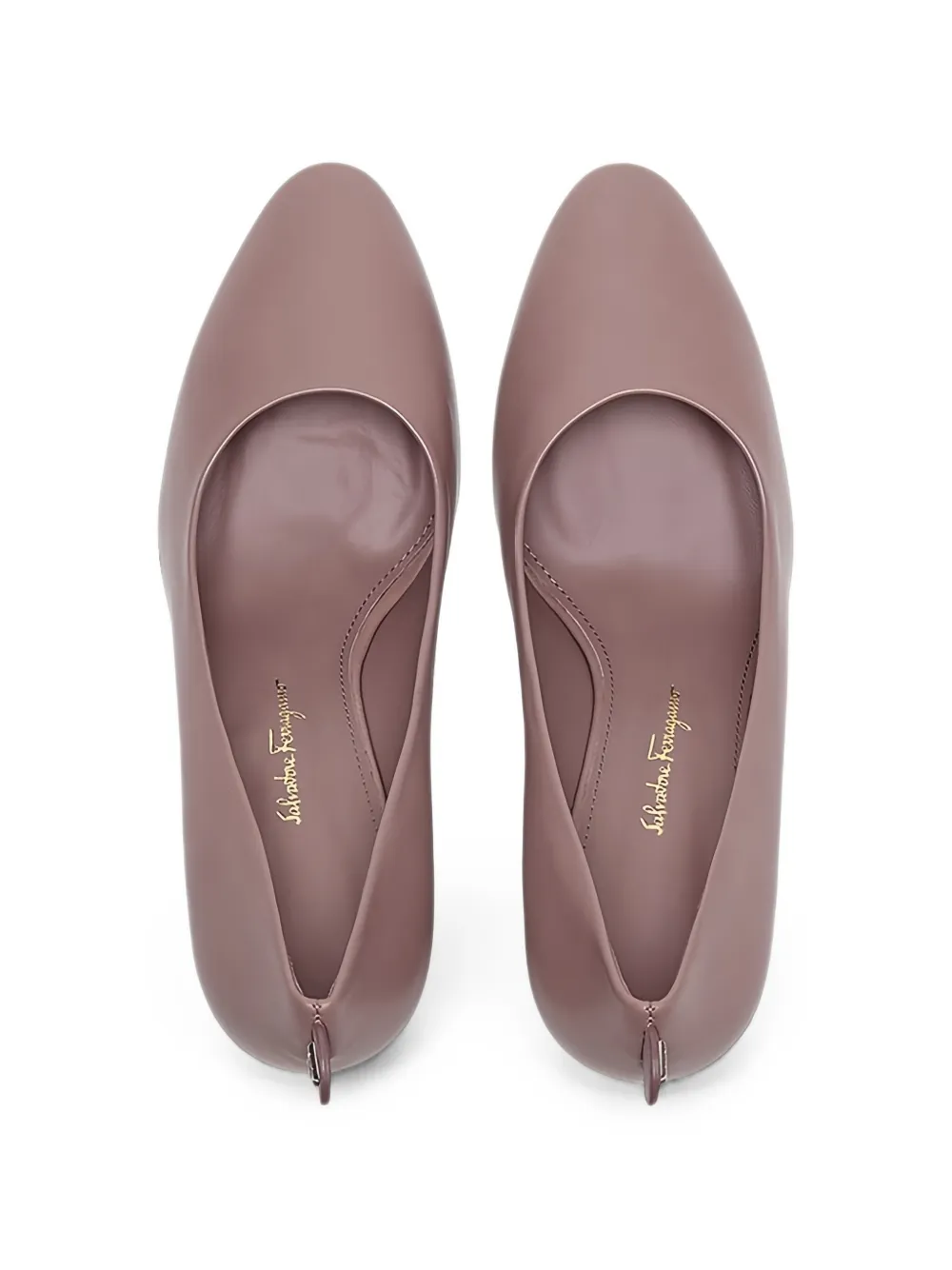 Ferragamo almond-toe leather pumps Roze
