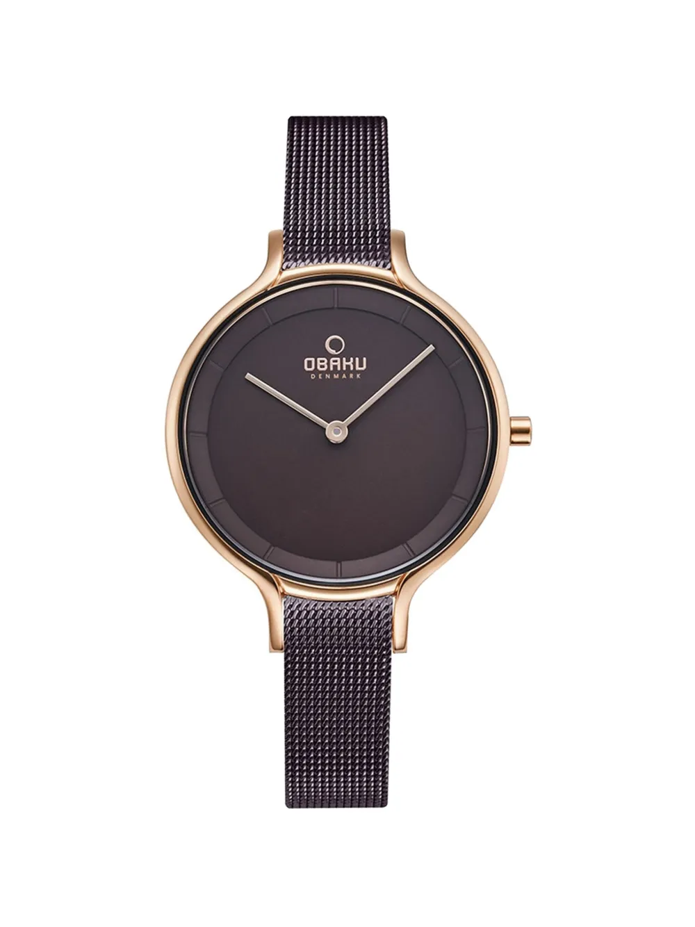 OBAKU Walnut mesh strap 34mm watch - Viola