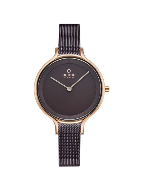 OBAKU Walnut mesh strap 34mm watch