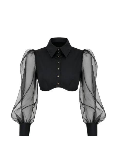 Elisabetta Franchi organza-sleeve cropped shirt