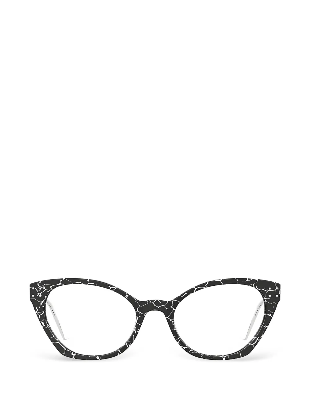 Moschino Eyewear marble-effect cat-eye frame glasses - Nero