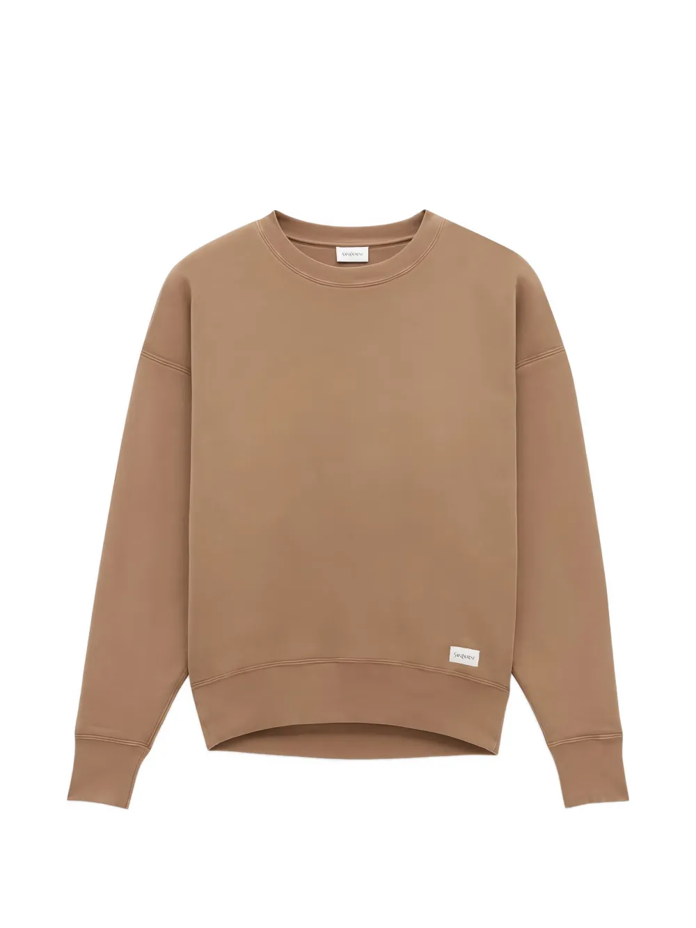 Saint Laurent Logo-patch Sweatshirt In Brown