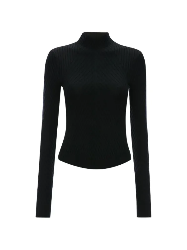 Victoria Beckham Georgia Ribbed-knit Sweater in Black