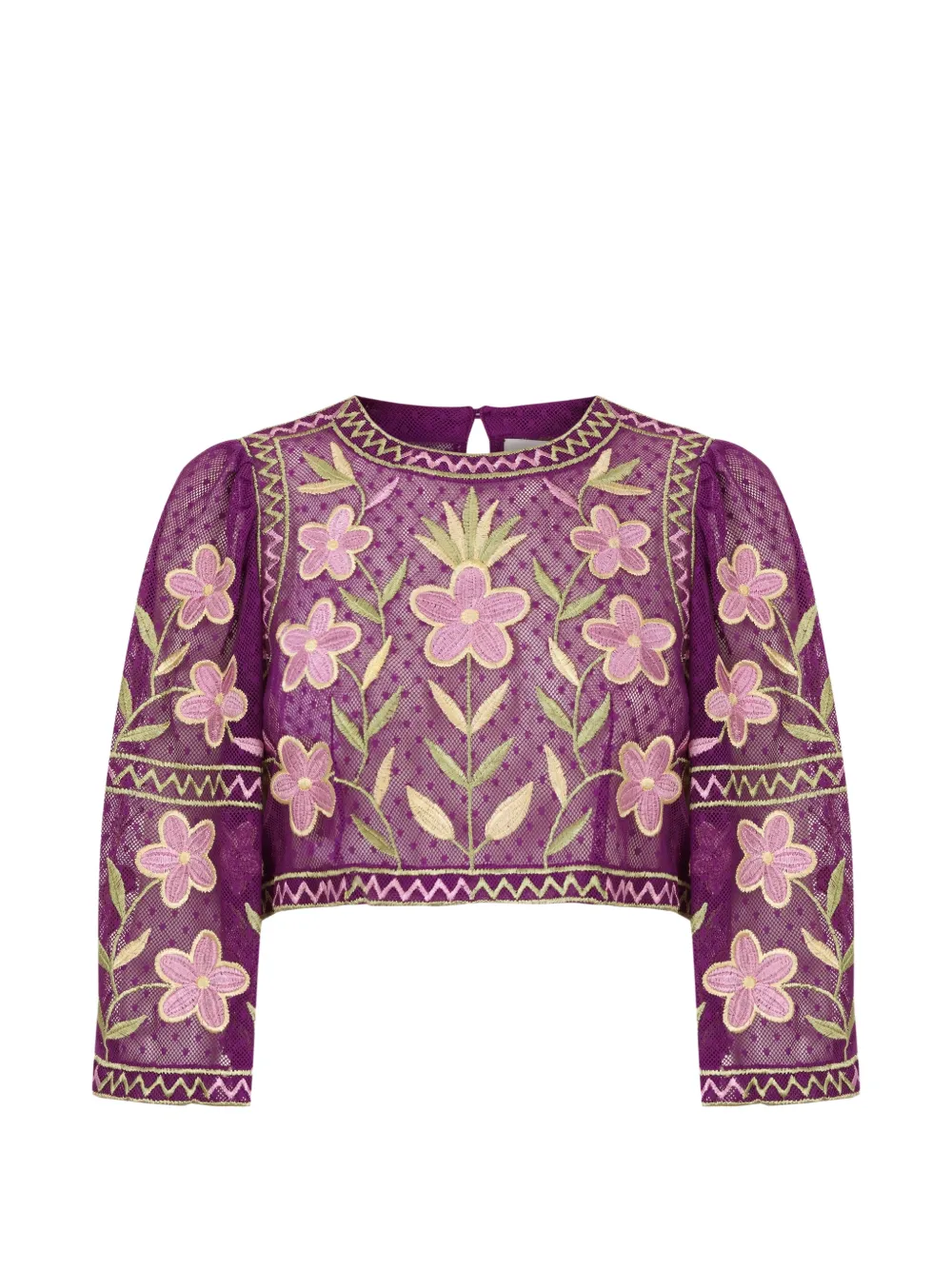 Antik Batik Top Carioca con ricamo a fiori - Viola