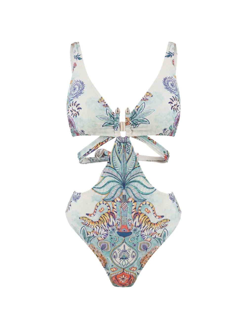 Just Cavalli tiger-print cut-out swimsuit - Blau