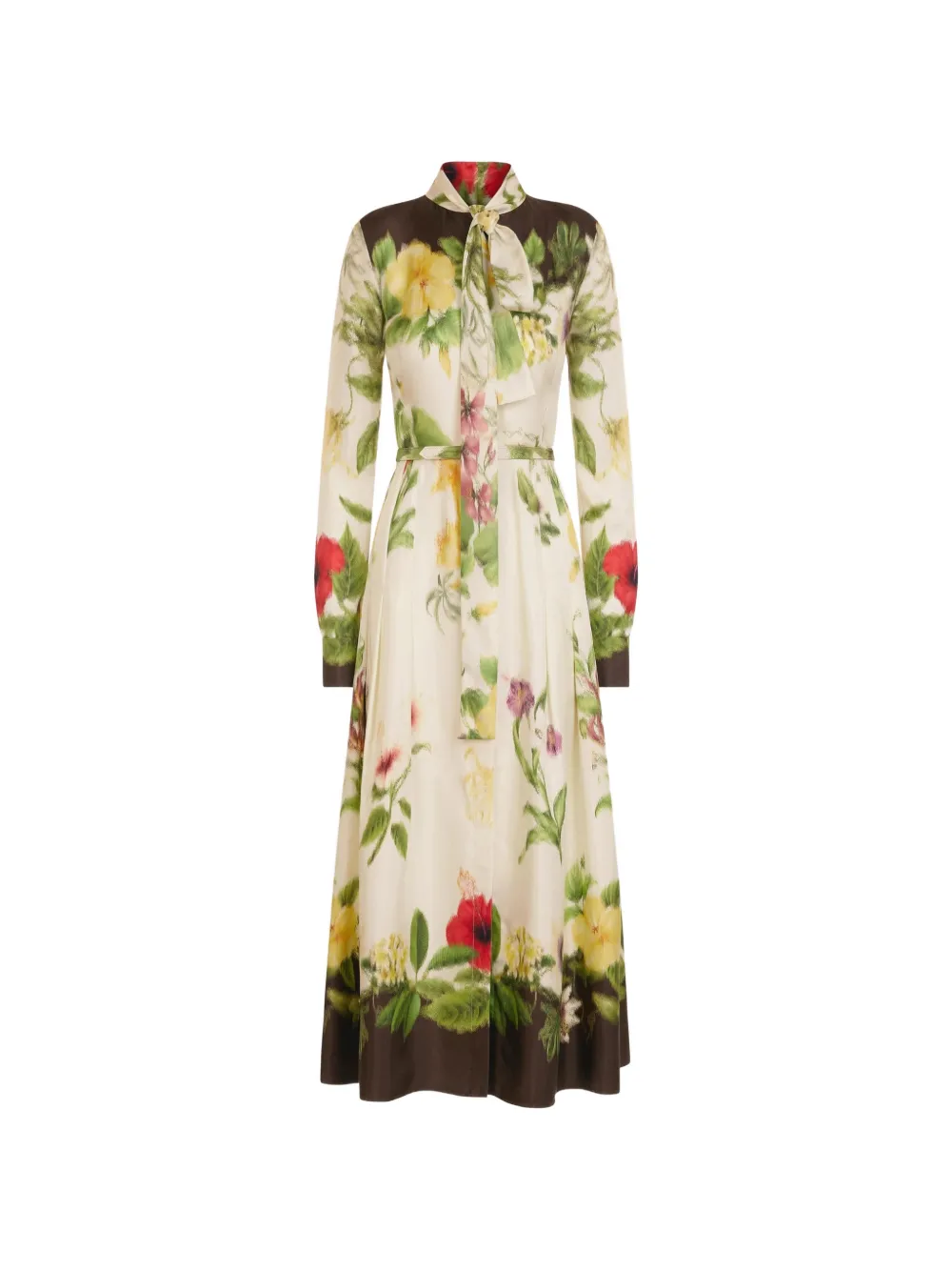 Oscar de la Renta floral-print midi dress - Toni neutri
