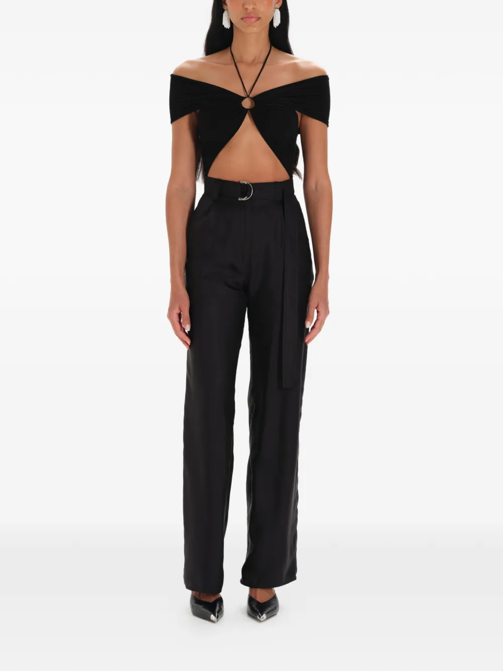 MANURÍ Eleni off-shoulder body met uitgesneden details Zwart