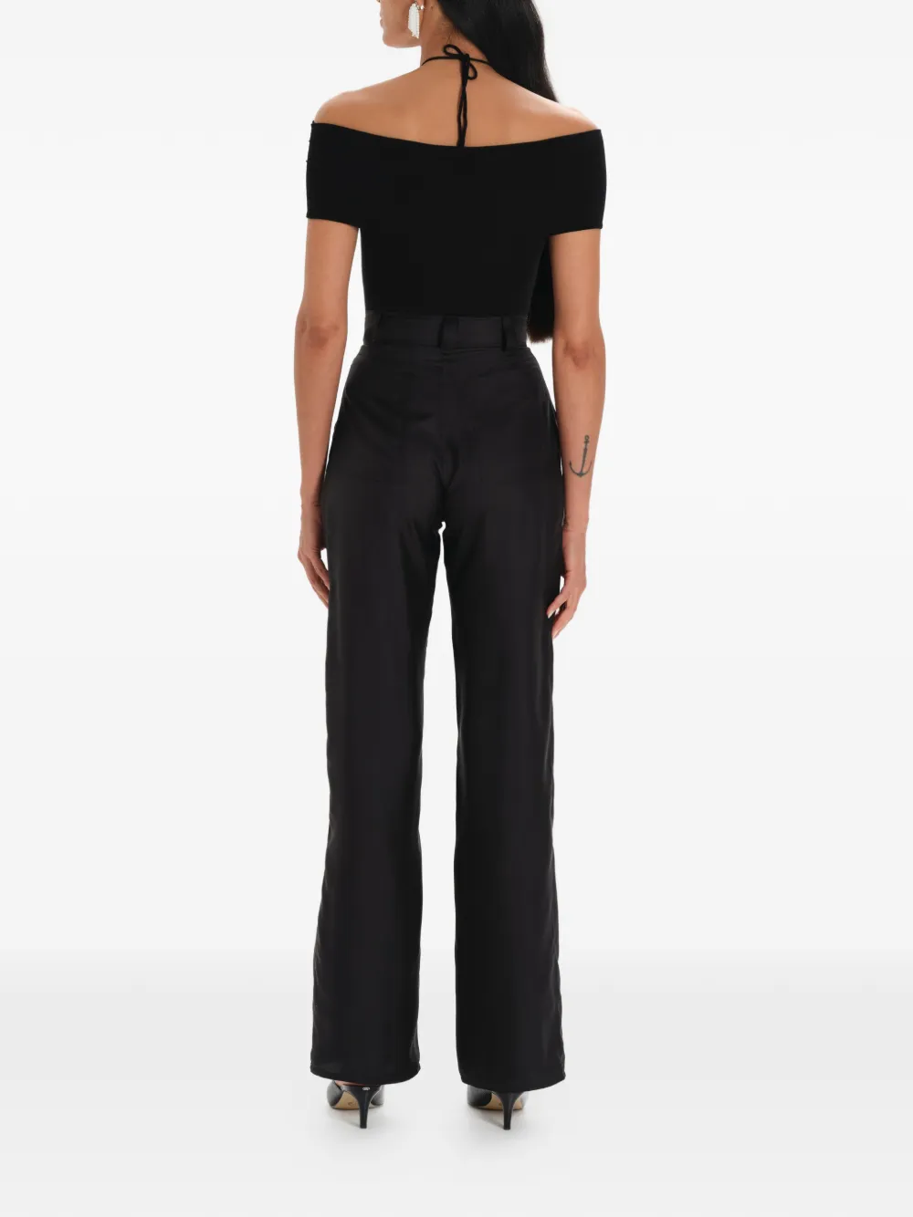 MANURÍ Eleni off-shoulder body met uitgesneden details Zwart