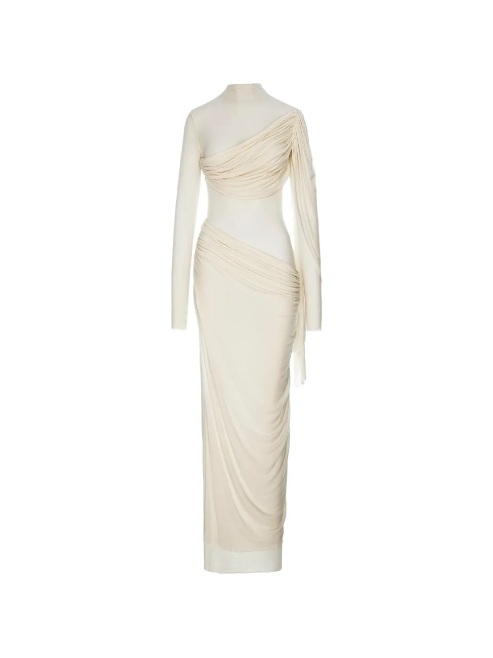 MANURÍ Medeea draped sheer maxi dress - White