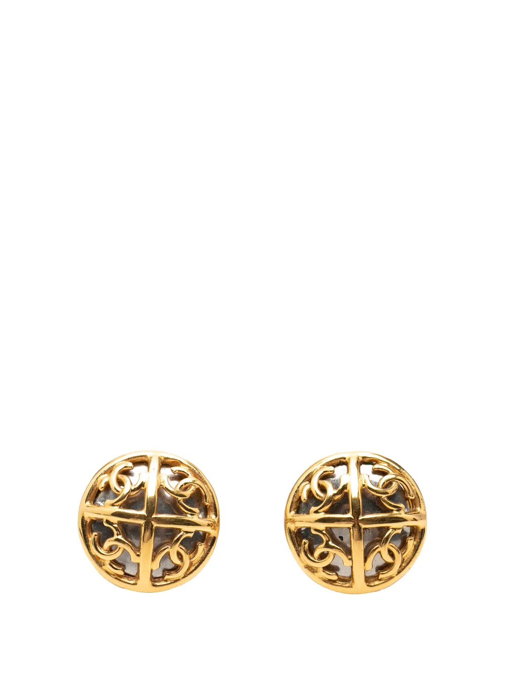 CHANEL Pre-Owned 2003 CC Gold Plated Button Clip On Earrings costume earrings - Oro