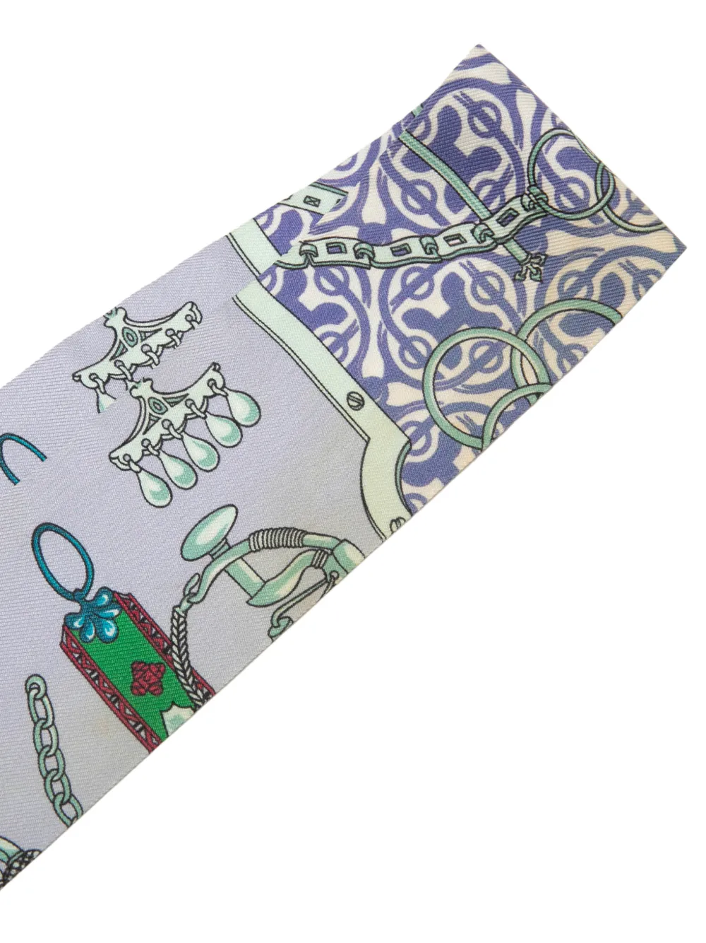 Hermès Pre-owned 1999-2007 Mors Et Gourmettes Remix Silk Twilly Scarf Scarves in Purple, view 5