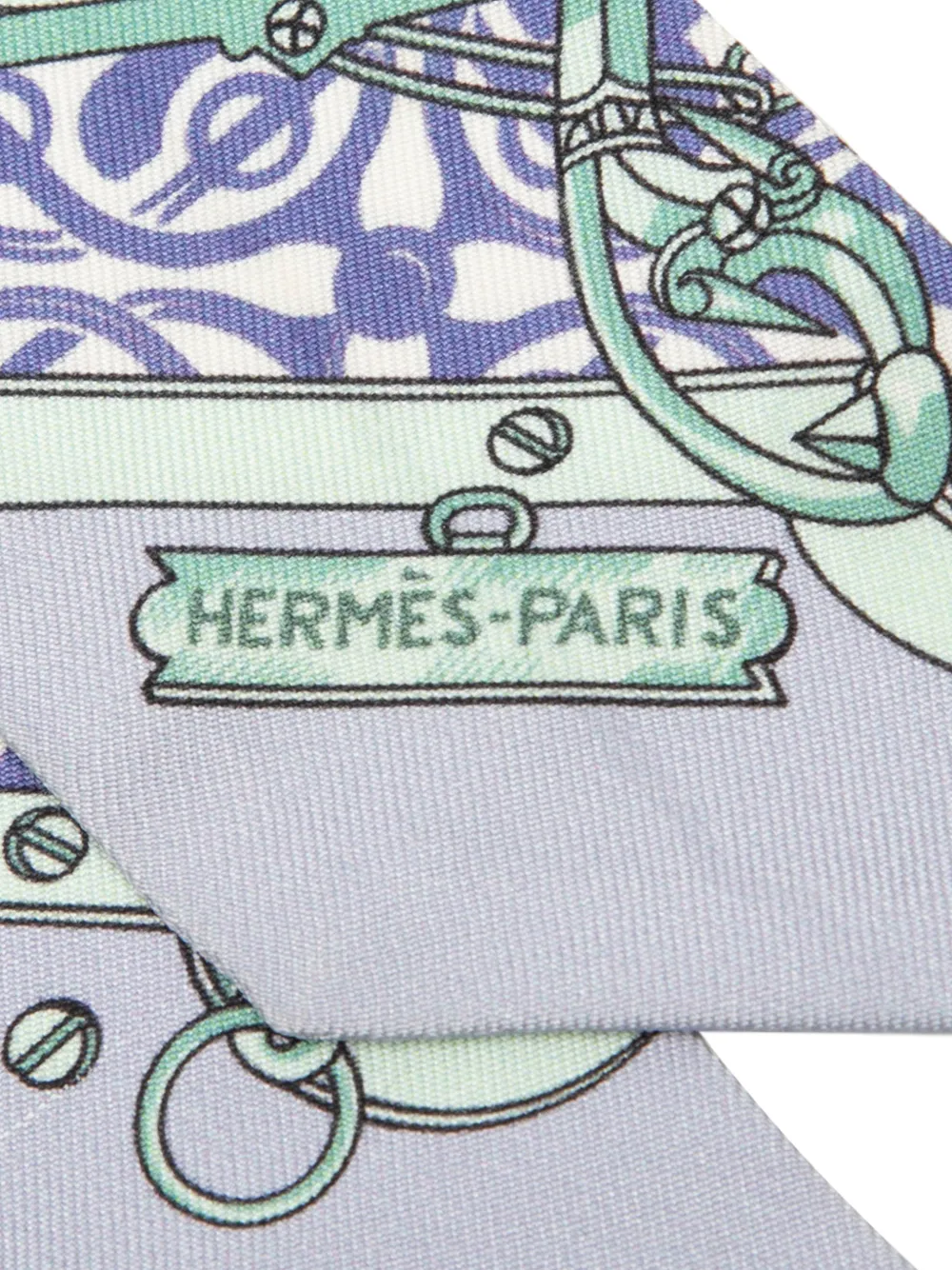Hermès Pre-owned 1999-2007 Mors Et Gourmettes Remix Silk Twilly Scarf Scarves in Purple, view 2