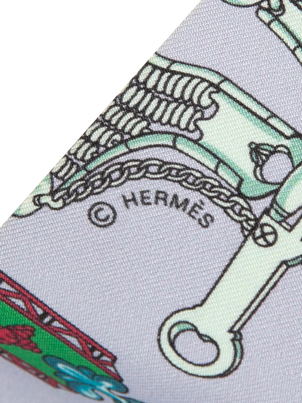 Hermès Pre-owned 1999-2007 Mors Et Gourmettes Remix Silk Twilly Scarf Scarves in Purple, view 3