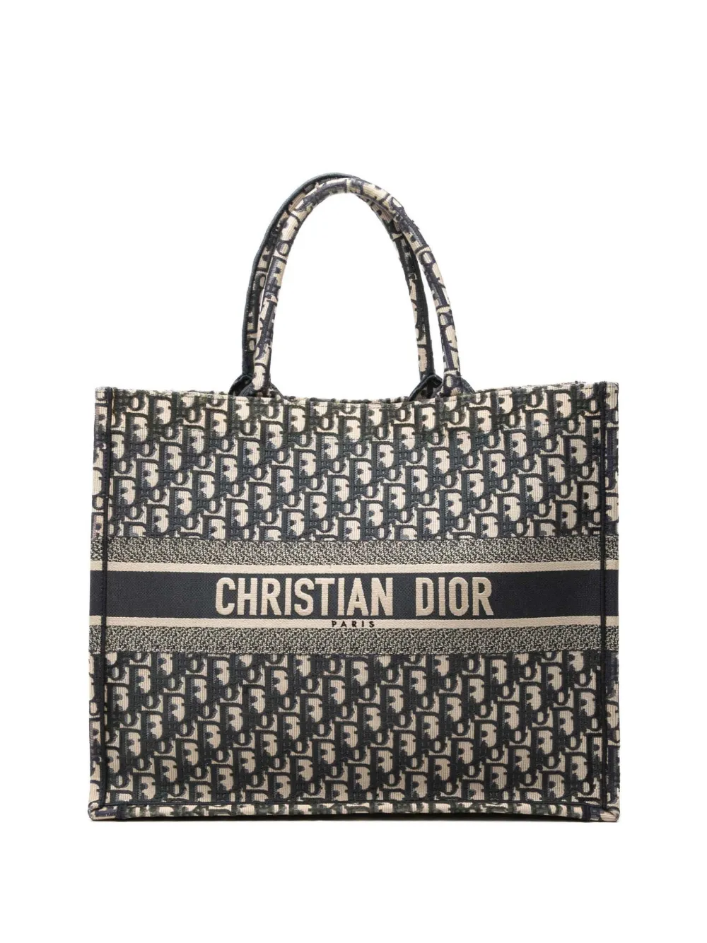 Christian Dior Pre-Owned 2021 Large Oblique Embroidered Canvas Book tote bag - Blu