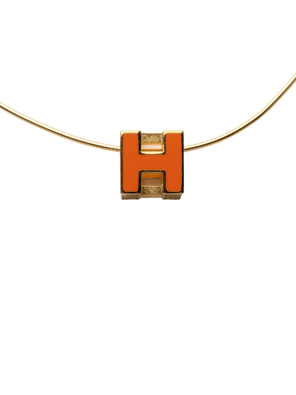 Hermès Pre-Owned 1990-2020 Gold Plated and Enamel Cage d H Pendant Necklace costume necklace - Oro