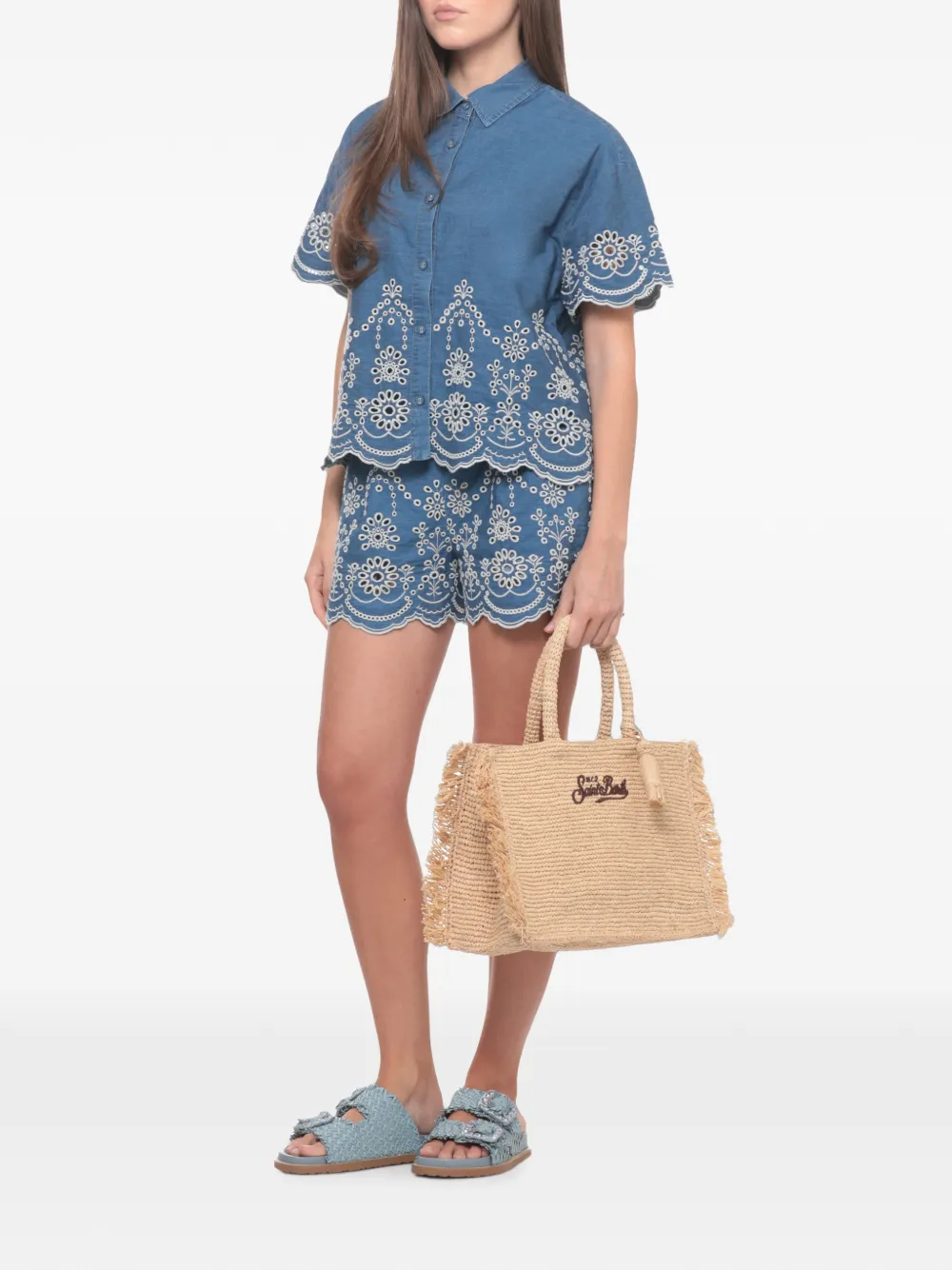 MC2 Saint Barth Colette shopper met franje Beige