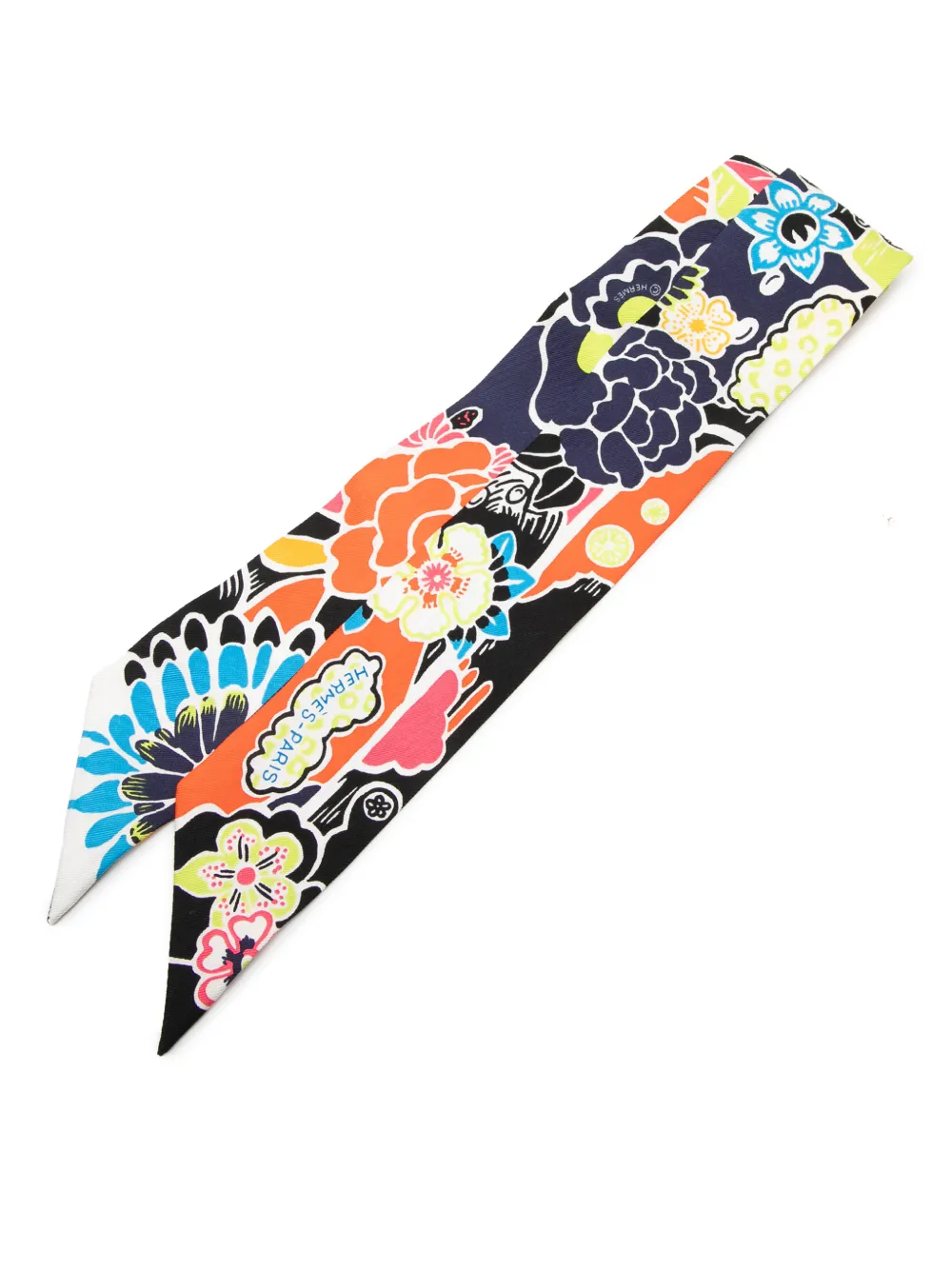 Hermès Pre-Owned 2021-2026 Bingata Silk Twilly Scarf scarves - Nero