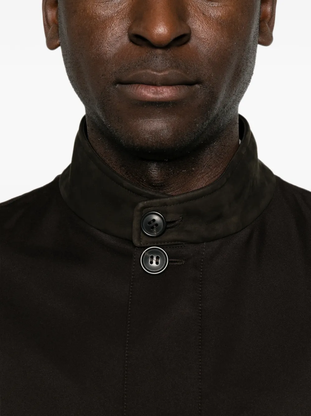 Zegna leather-trim button-up gilet Bruin