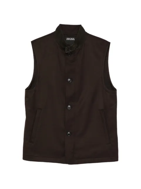 Zegna chaleco con botones y ribete de piel