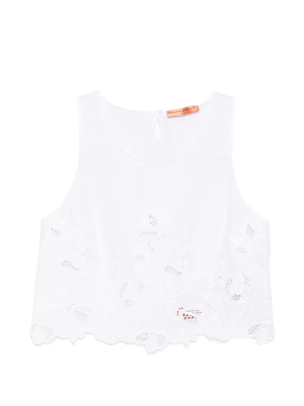 Ermanno Scervino floral-embroidered scalloped top - Bianco