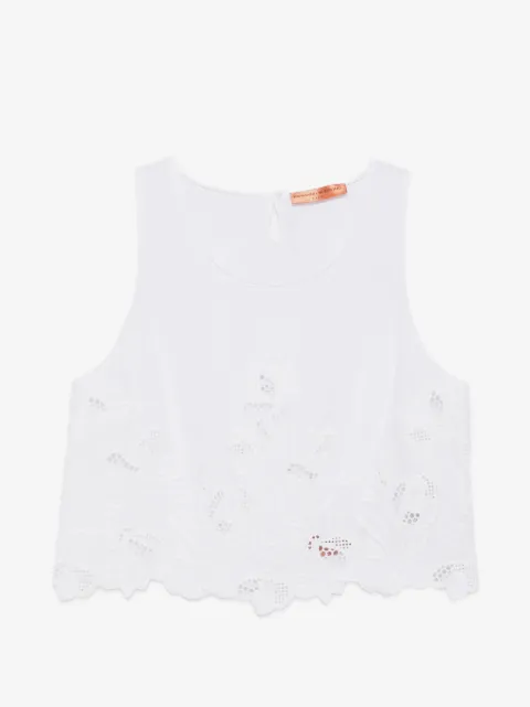 Ermanno Scervino floral-embroidered scalloped top