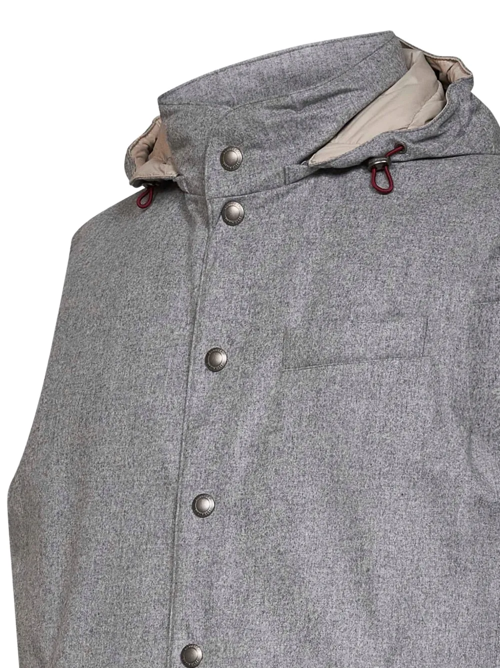 Brunello Cucinelli Gewatteerd jack met capuchon Grijs