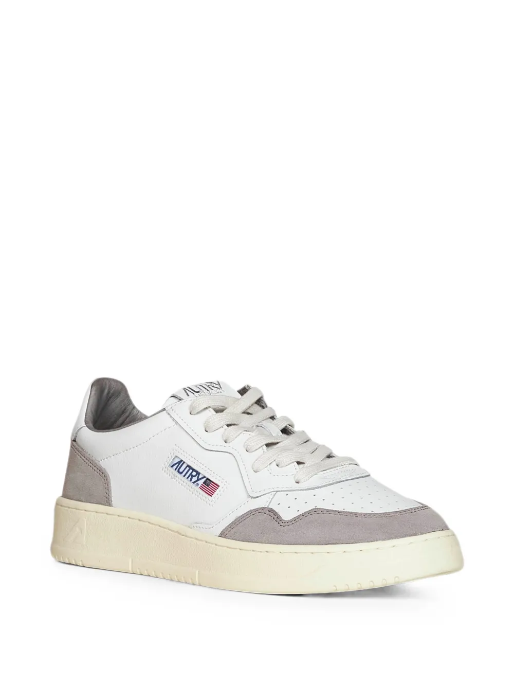Autry Medalist suede-panelled perforated sneakers Wit