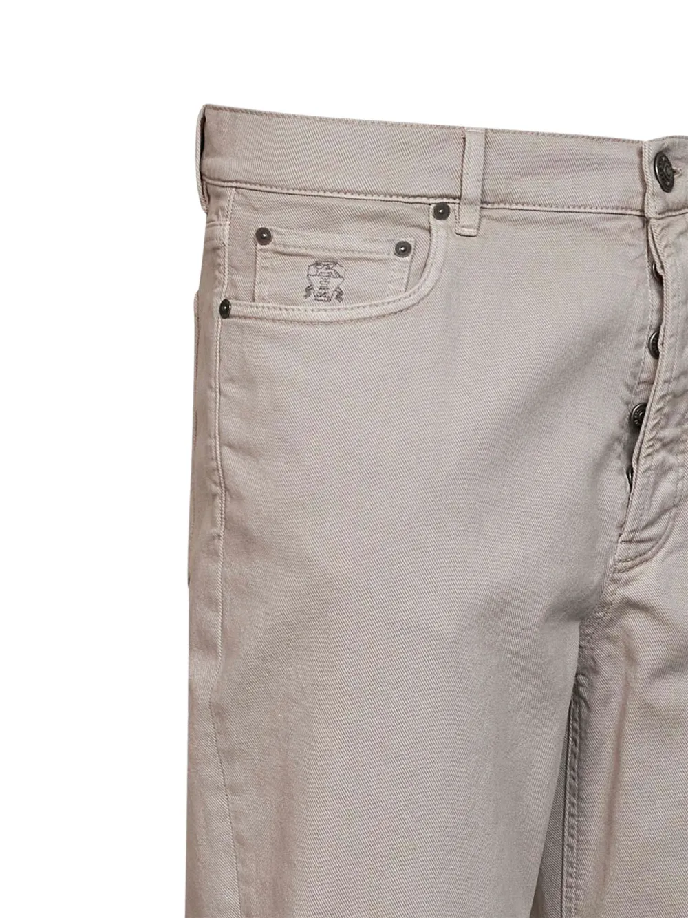 Brunello Cucinelli Jeans met geborduurd logo en geverfd effect Beige