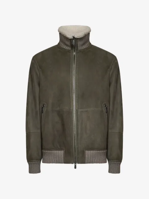 Brunello Cucinelli shearling-lined ribbed-knit jacket