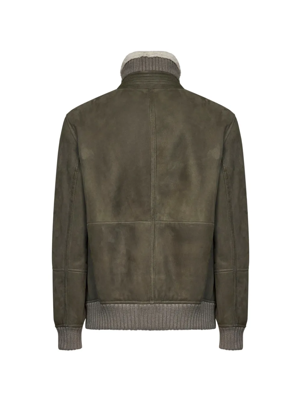 Brunello Cucinelli Ribgebreid jack met lammy voering Groen