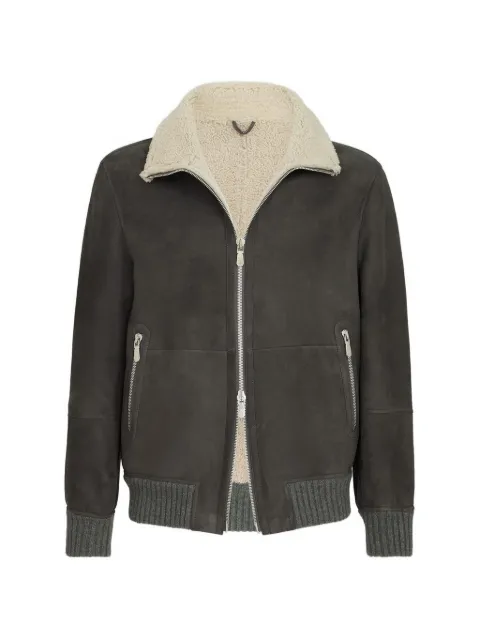 Brunello Cucinelli Ribgebreid jack met lammy voering