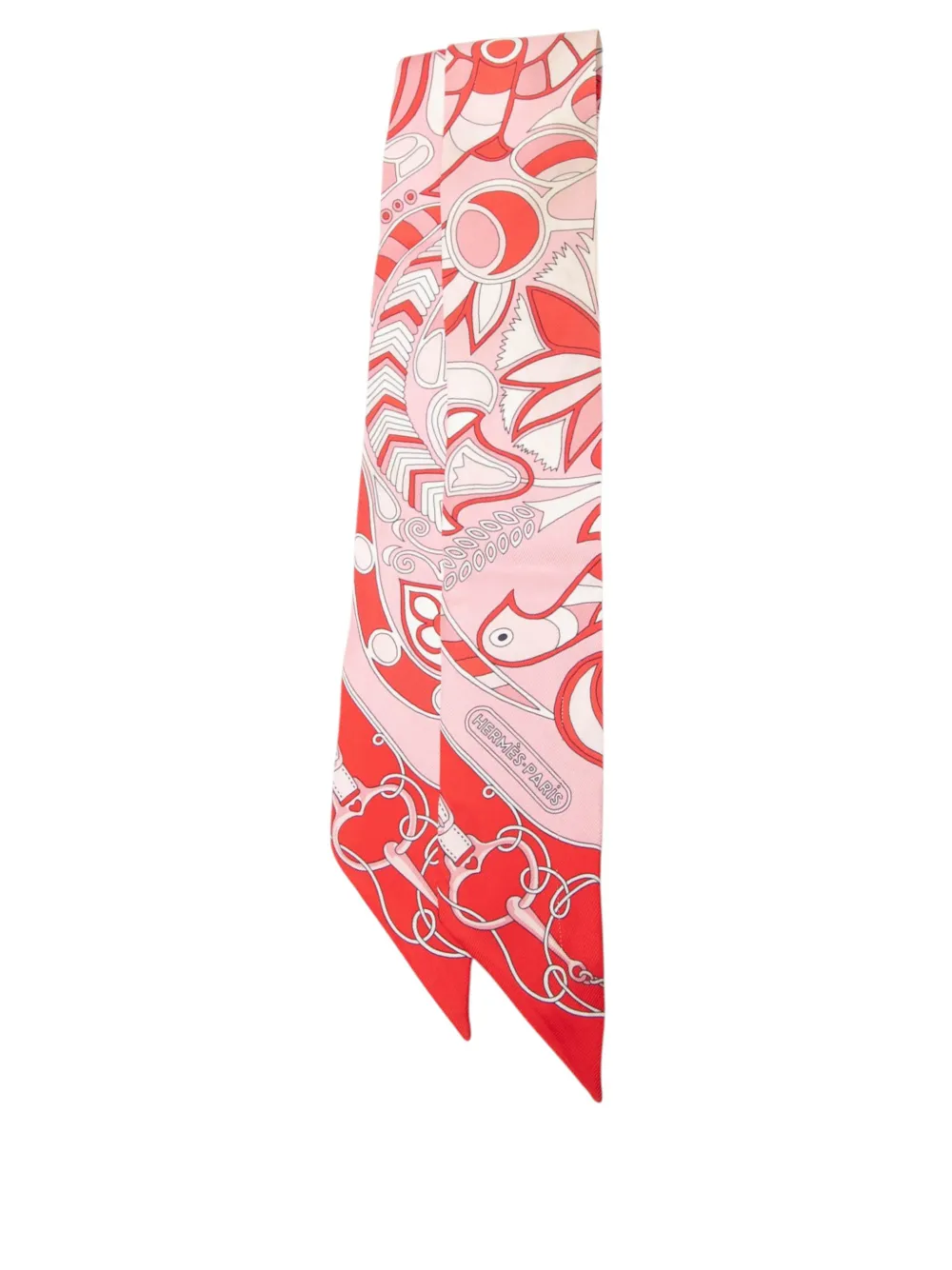 Hermès Pre-Owned 2024 Folklore Silk Twilly Scarf scarves - Rosso