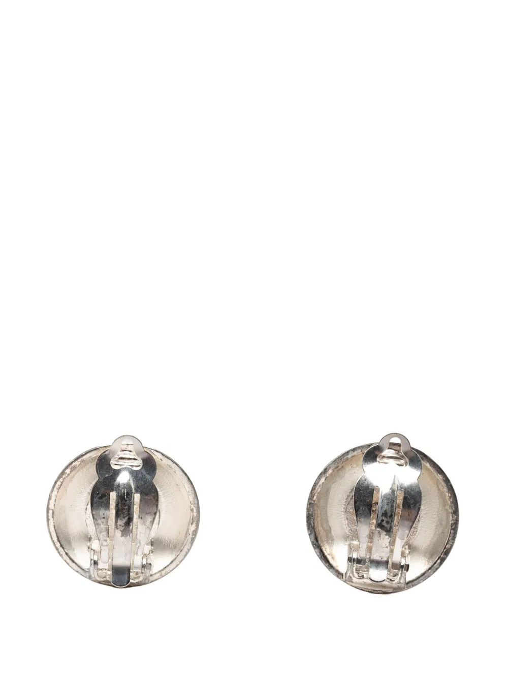  Chanel Pre-owned 1997 Cc Brass And Gold Plated Sunburst Round Clip On Earrings Costume Earrings - Dorado 