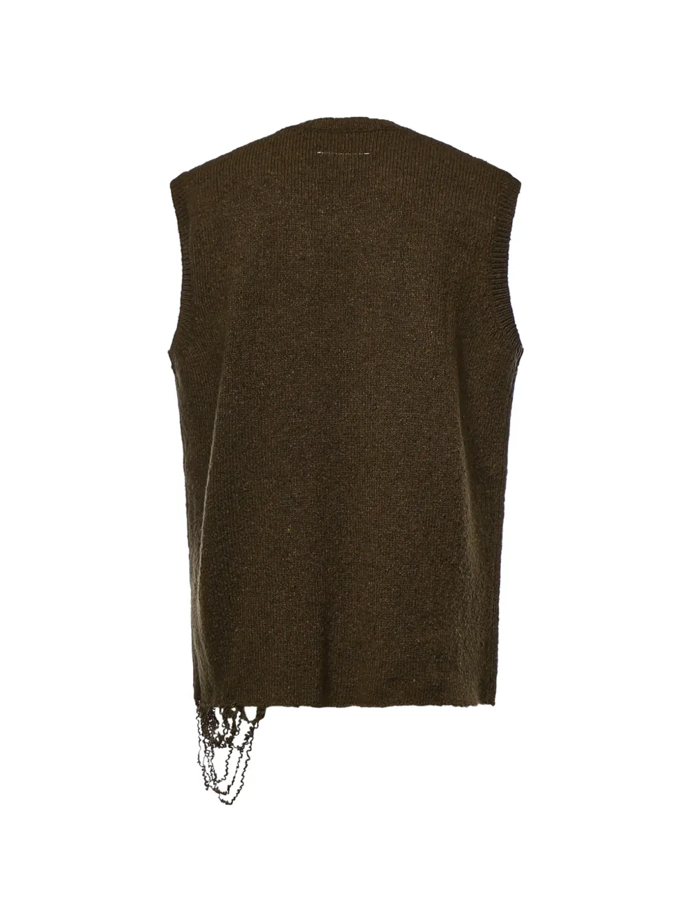 MM6 Maison Margiela Gerafelde trui met V-hals Groen