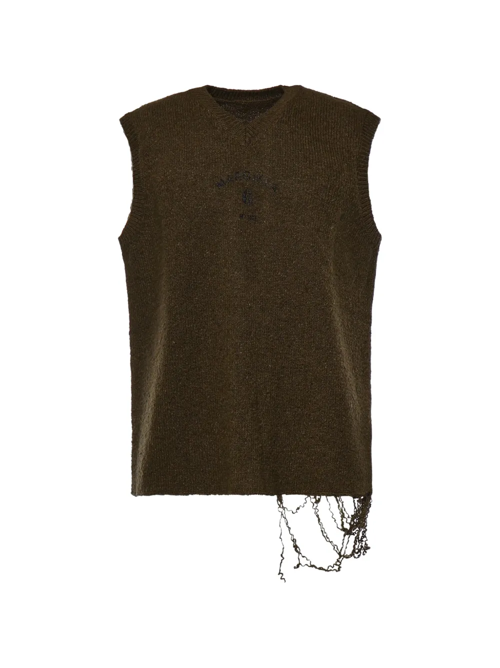 MM6 Maison Margiela distressed V-neck sweater - Grün
