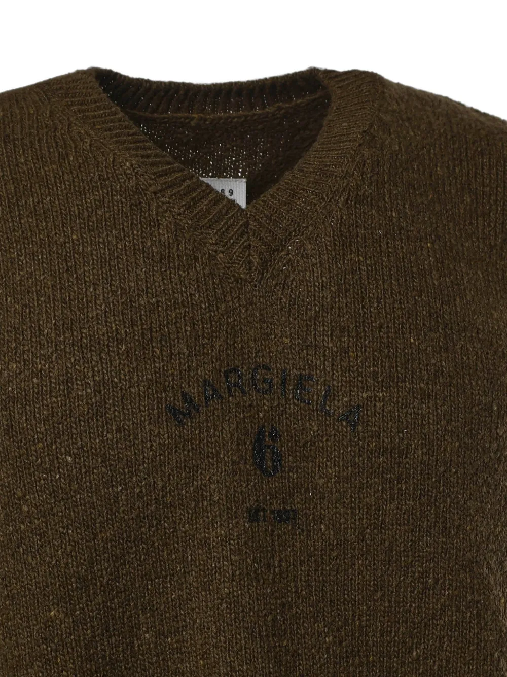 MM6 Maison Margiela Gerafelde trui met V-hals Groen