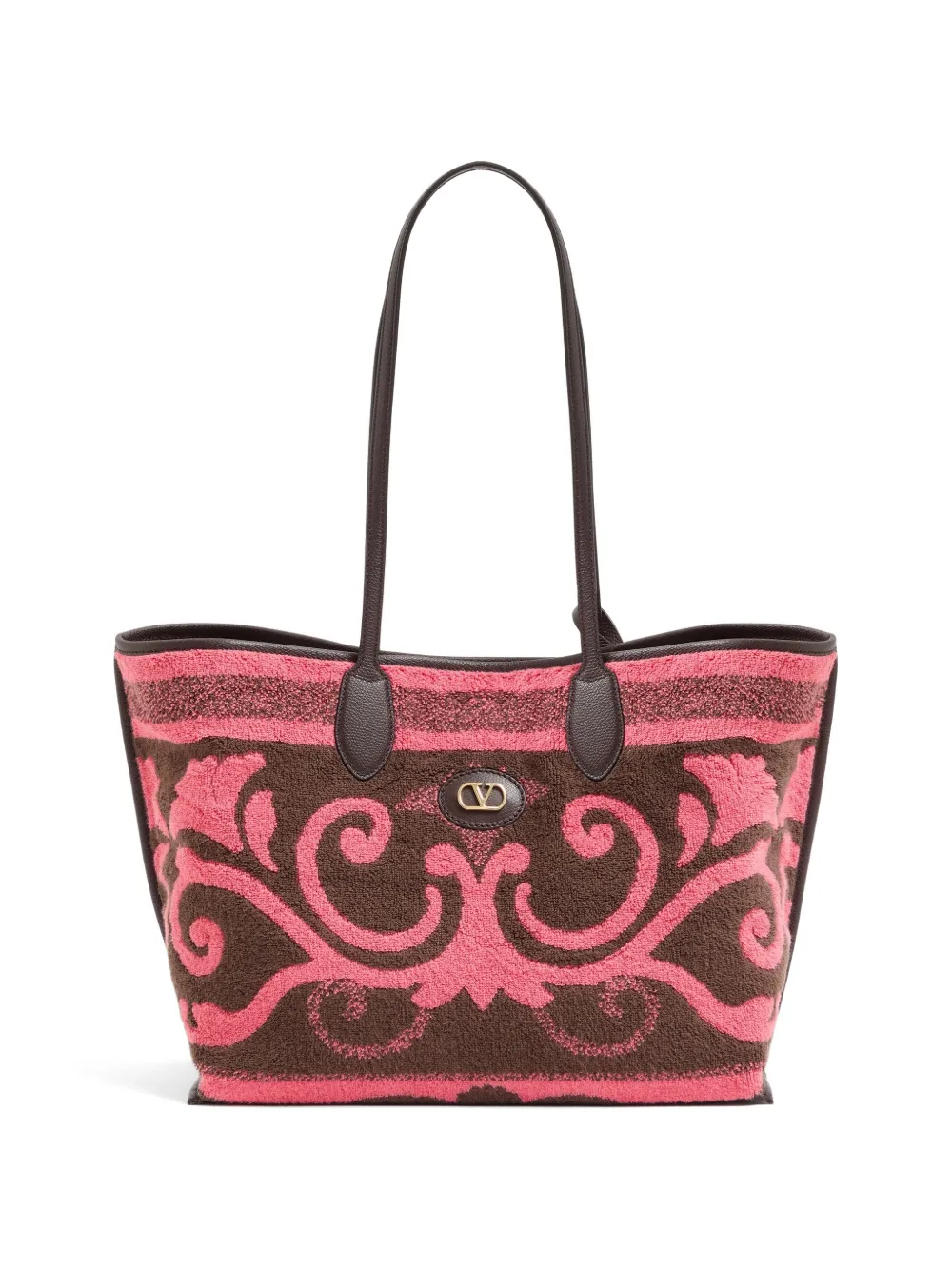 Valentino Garavani medium shopping bag in terry cloth - Rosa