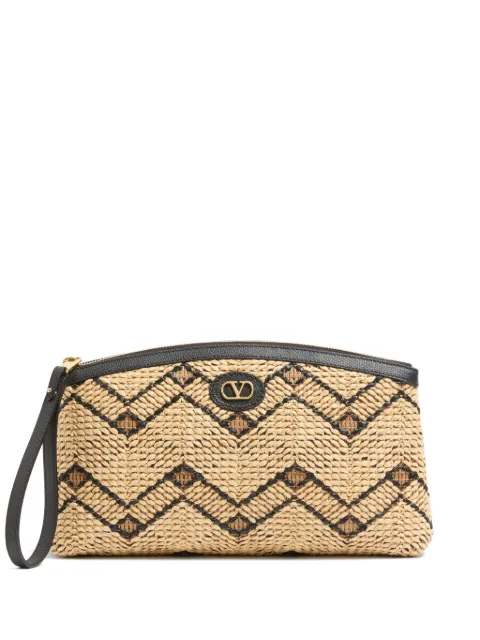 Valentino Garavani raffia clutch bag with geometric pattern