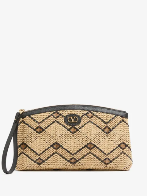 Valentino Garavani raffia clutch bag with geometric pattern