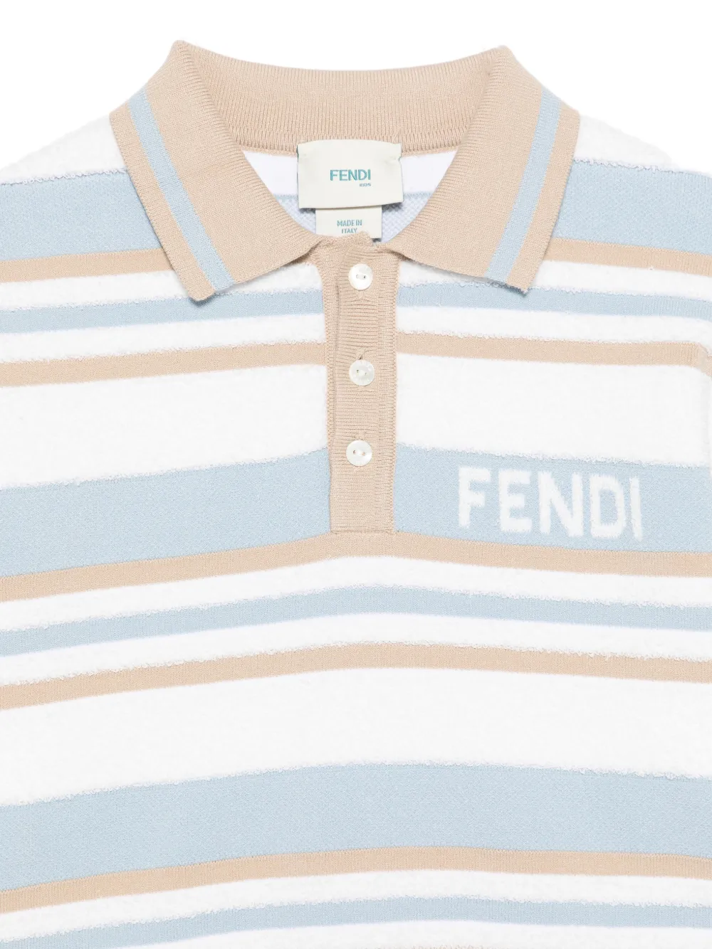 Fendi Kids Gestreept poloshirt met logo-intarsia Beige