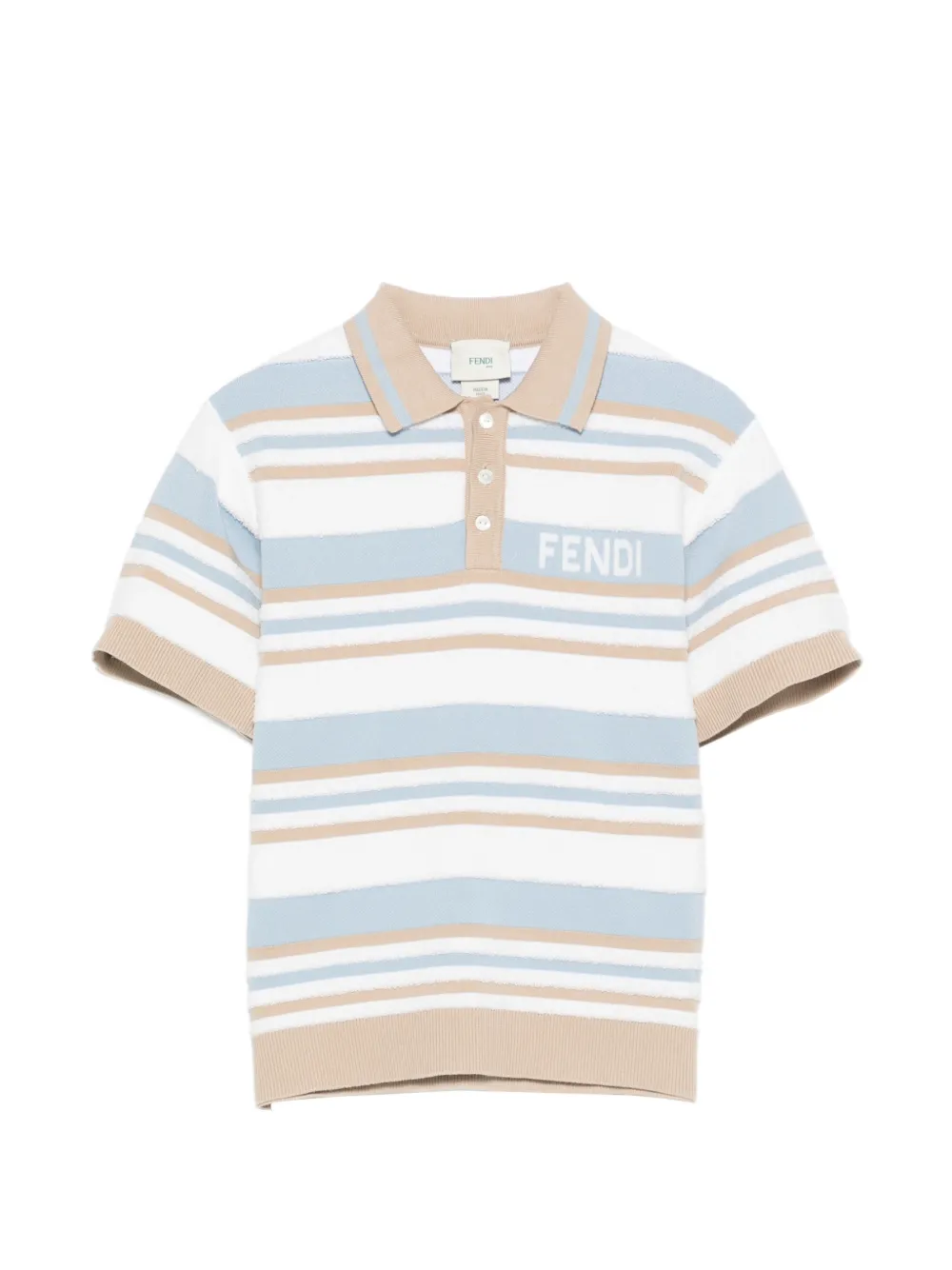 Fendi Kids striped-pattern logo-intarsia polo shirt - Nude