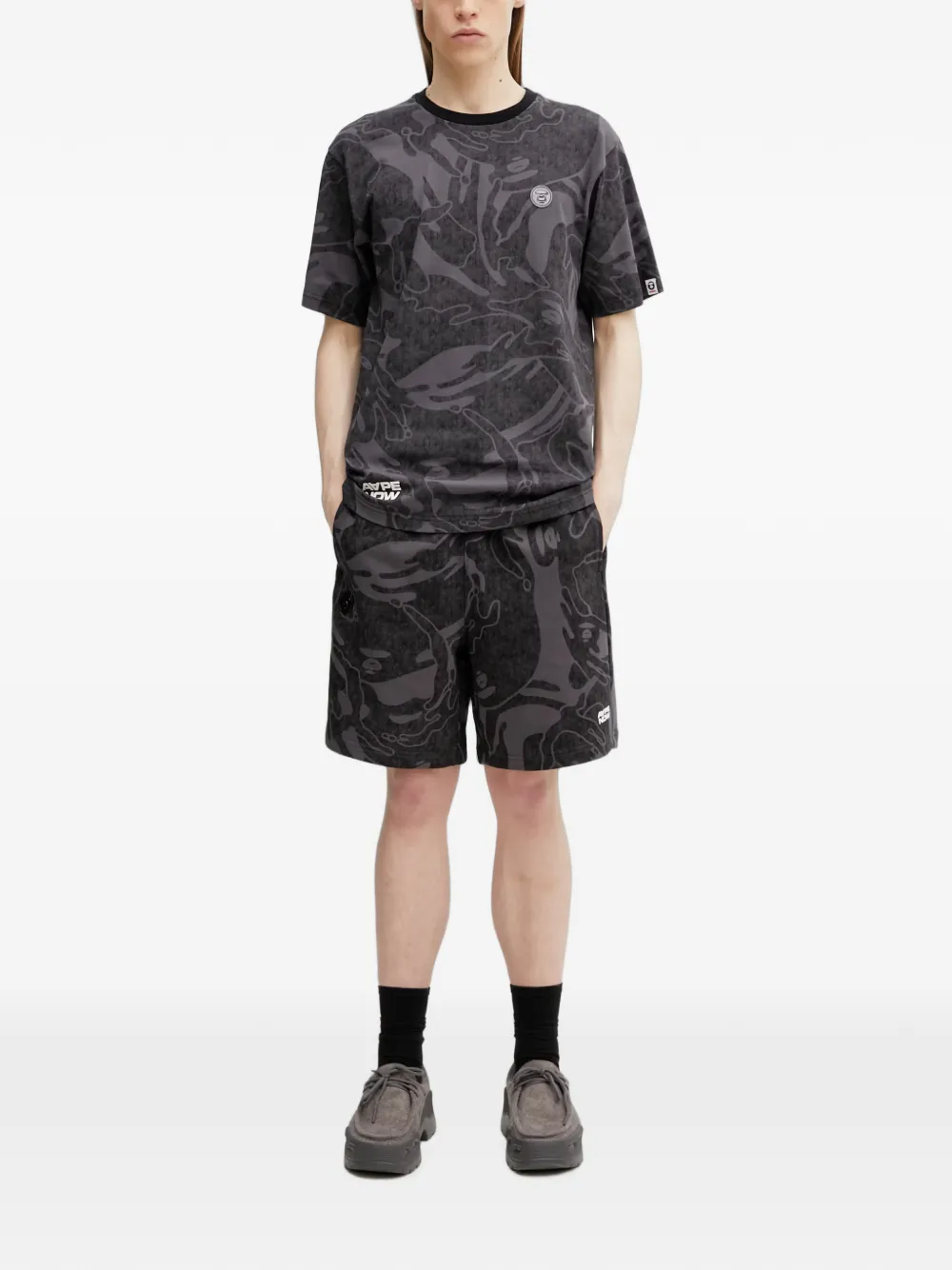 AAPE BY *A BATHING APE Shorts met logoprint Zwart