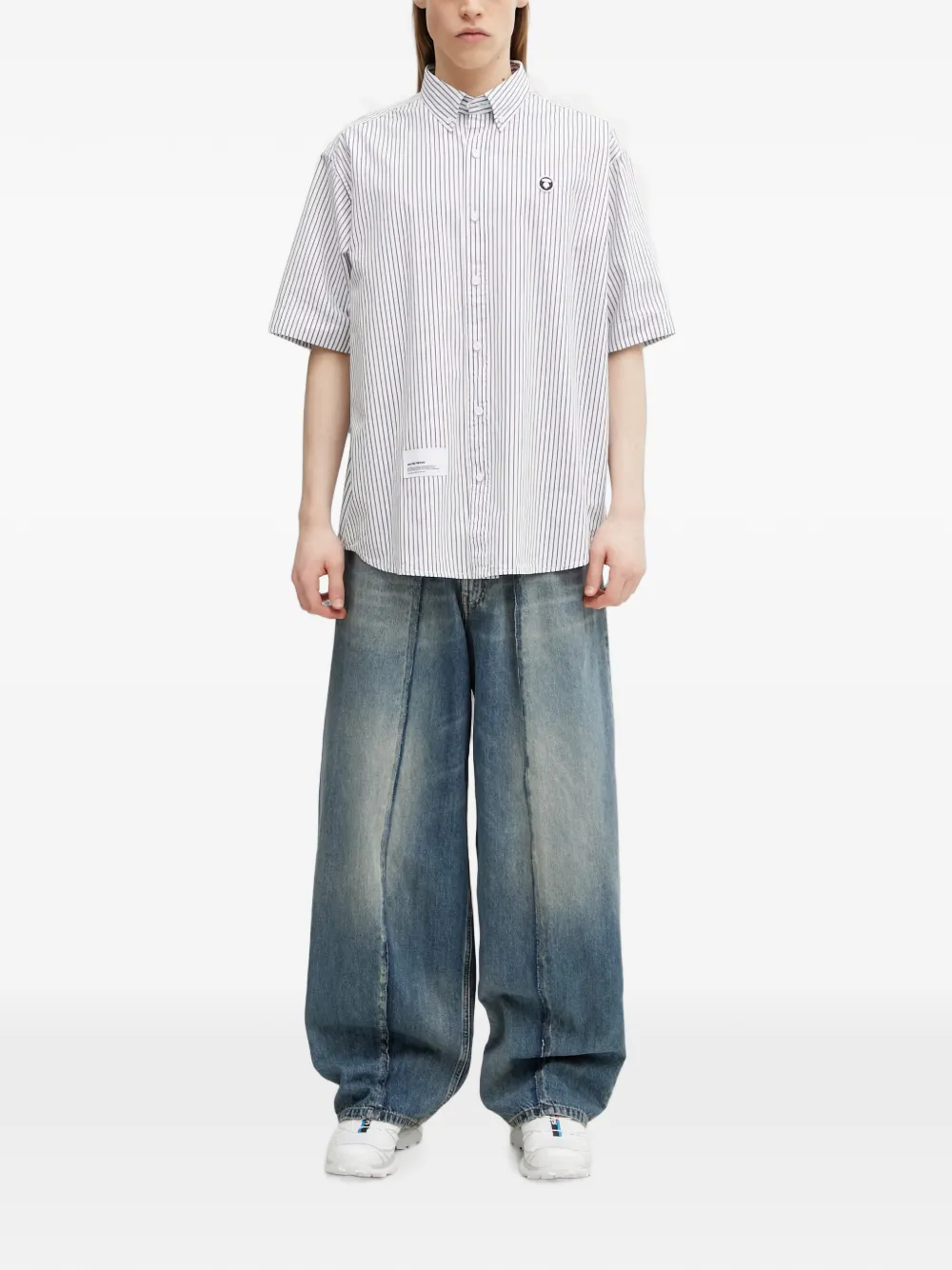 AAPE BY *A BATHING APE Gestreept overhemd Wit