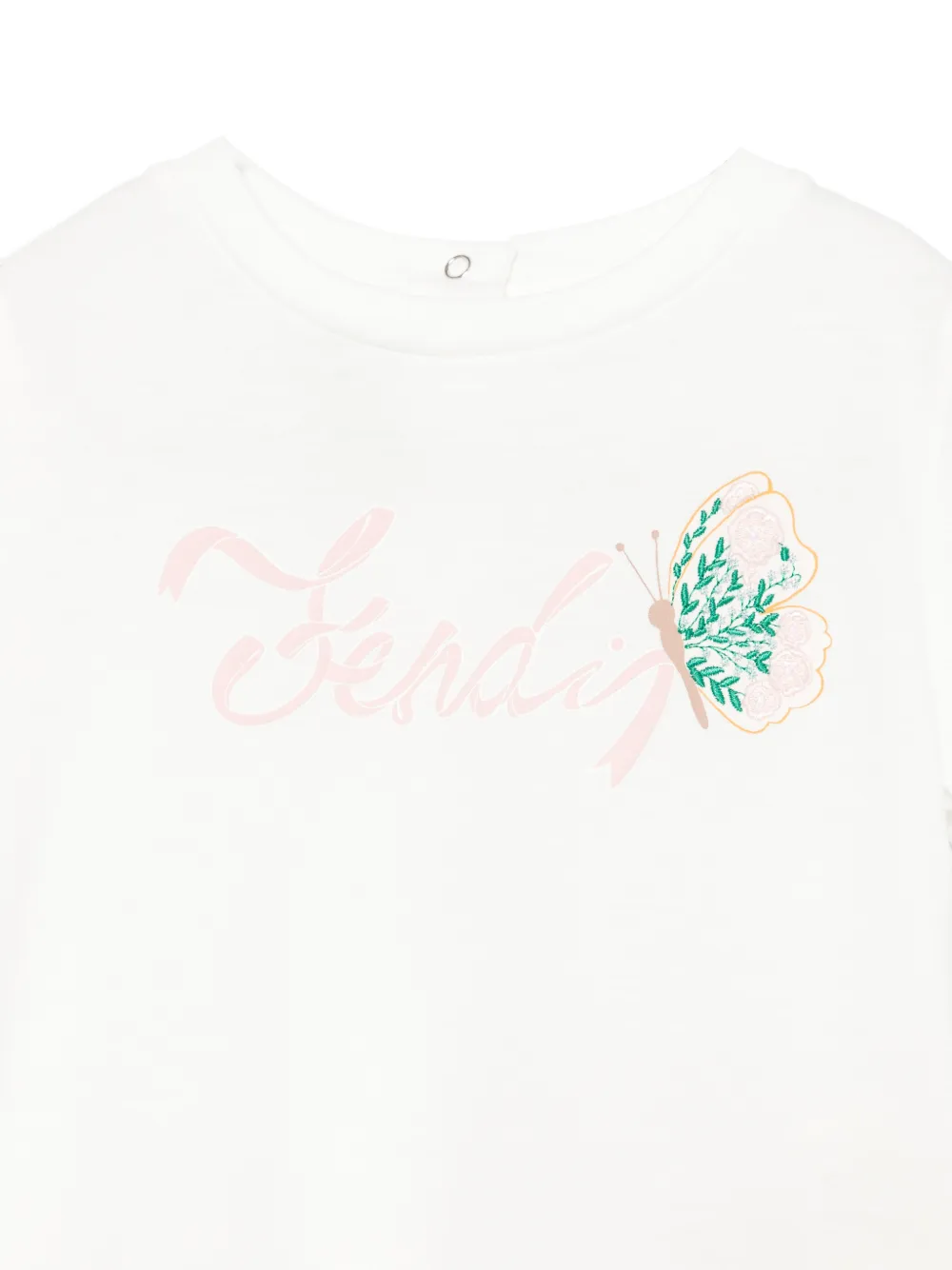 Fendi Kids T-shirt met vlinder-patroon en logo-print Wit