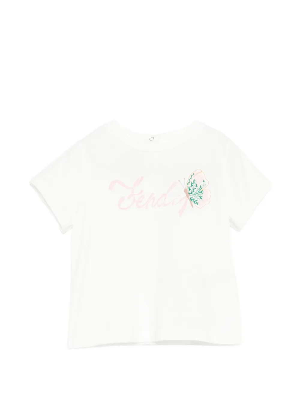 Fendi Kids logo-print butterfly-motif T-shirt - Weiß