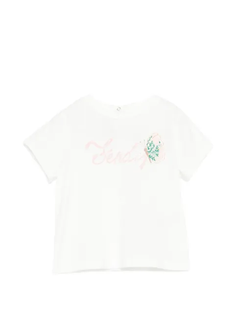Fendi Kids playera con motivo de mariposa y logo estampado