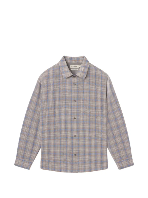 Frame Check-pattern Long-sleeve Shirt in Neutrals
