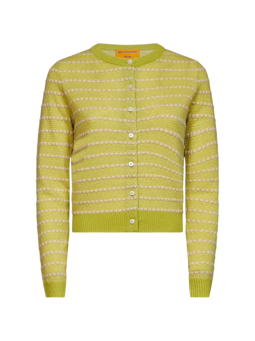 Guest In Residence Jane pebble-stripe cashmere cardigan - Verde